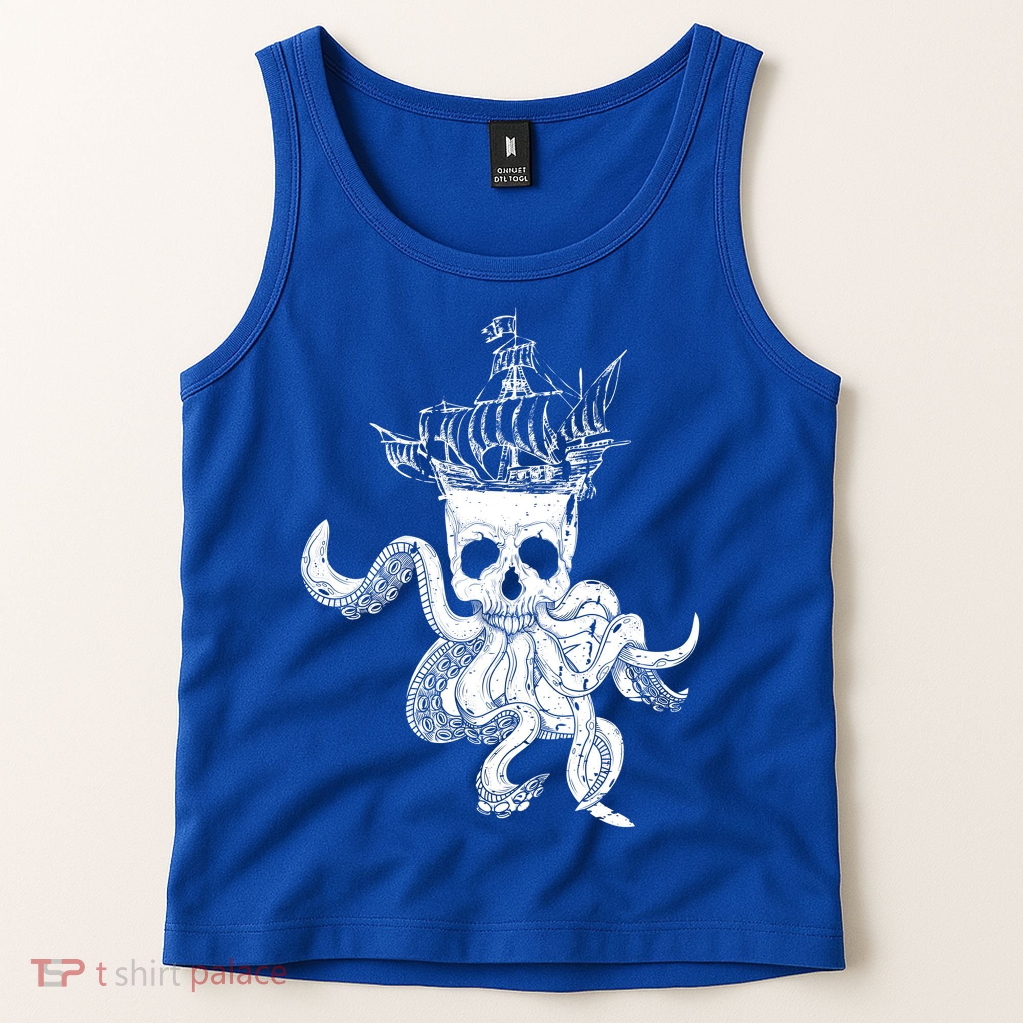 Pirate Ship Octopus Buccaneer Crossed Bones Freebooter Skull Gift Tank Top