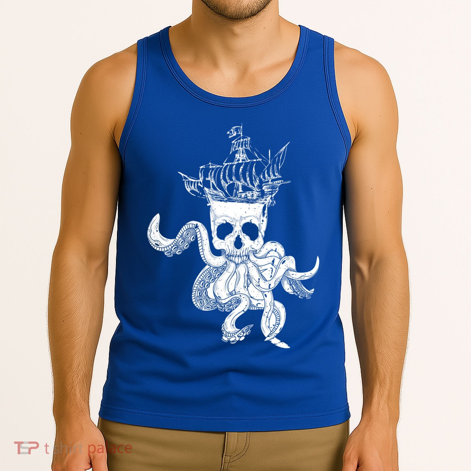 Pirate Ship Octopus Buccaneer Crossed Bones Freebooter Skull Gift Tank Top