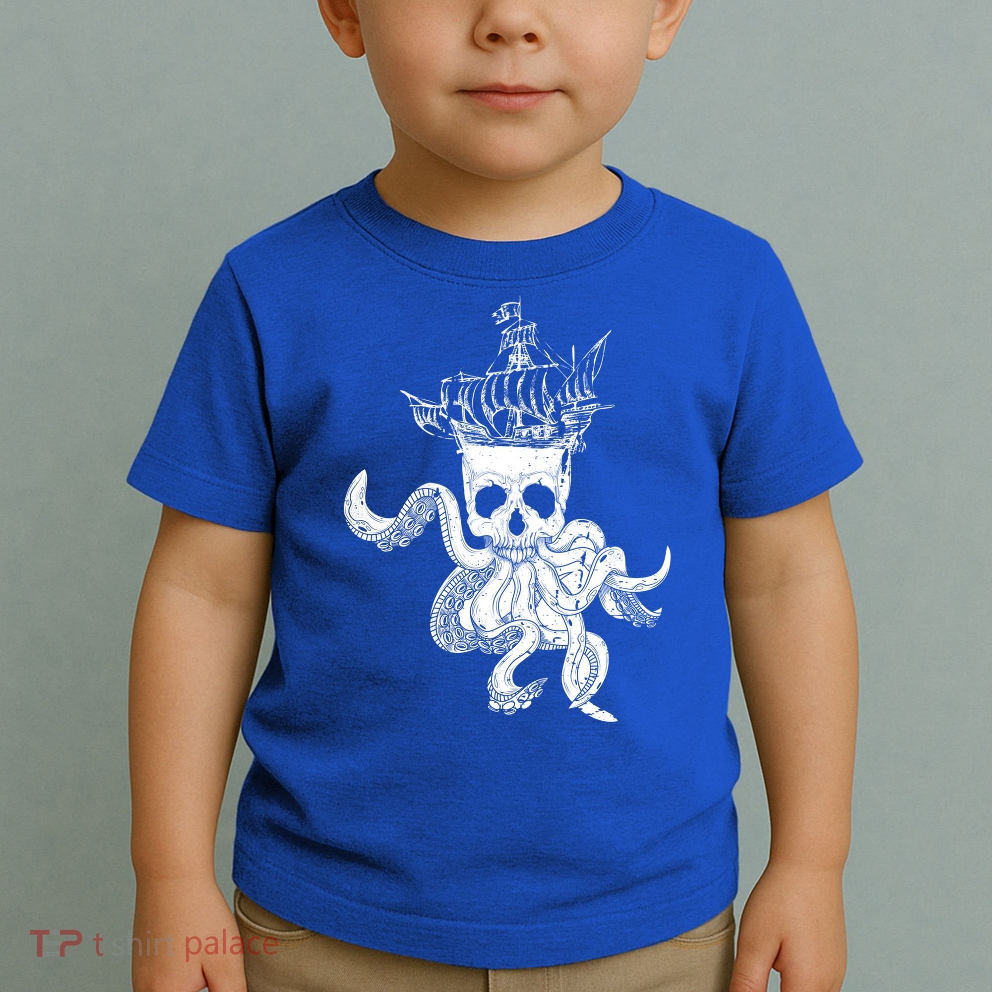 Pirate Ship Octopus Buccaneer Crossed Bones Freebooter Skull Gift Toddler T-Shirt