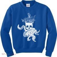 Pirate Ship Octopus Buccaneer Crossed Bones Freebooter Skull Gift Kids Sweatshirt thumb 0