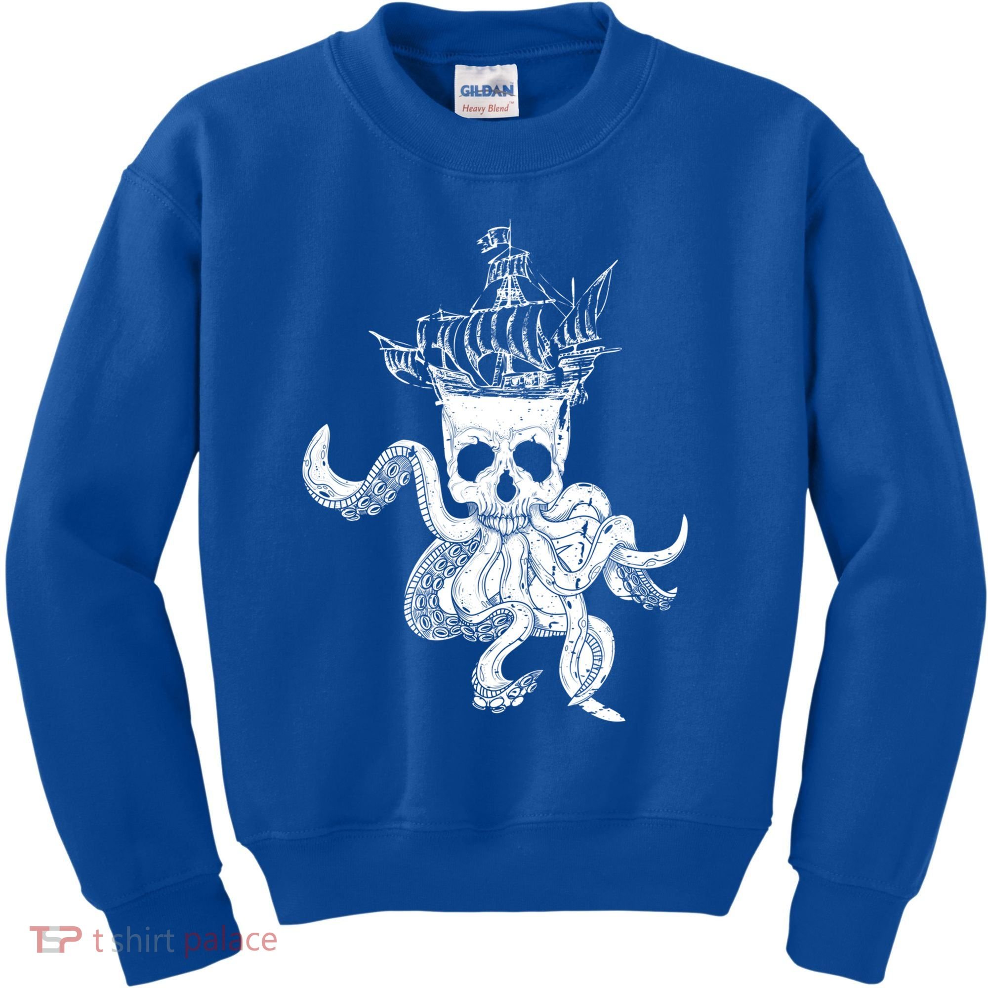Pirate Ship Octopus Buccaneer Crossed Bones Freebooter Skull Gift Kids Sweatshirt