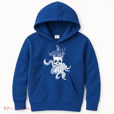 Pirate Ship Octopus Buccaneer Crossed Bones Freebooter Skull Gift Kids Hoodie