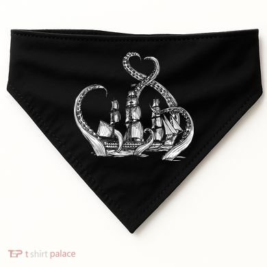 Pirate Ship Octopus Buccaneer Freebooter Crossed Bones Skull Gift USA-Made Doggie Bandana