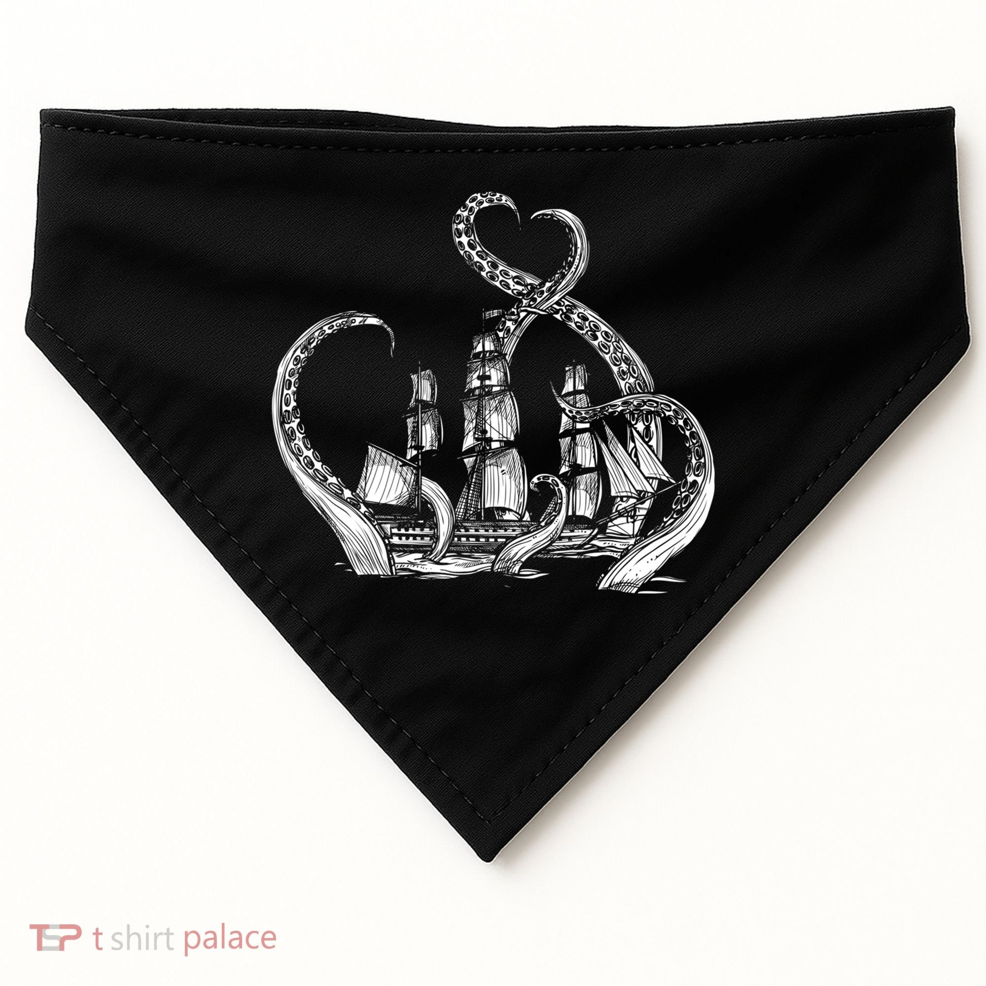 Pirate Ship Octopus Buccaneer Freebooter Crossed Bones Skull Gift USA-Made Doggie Bandana