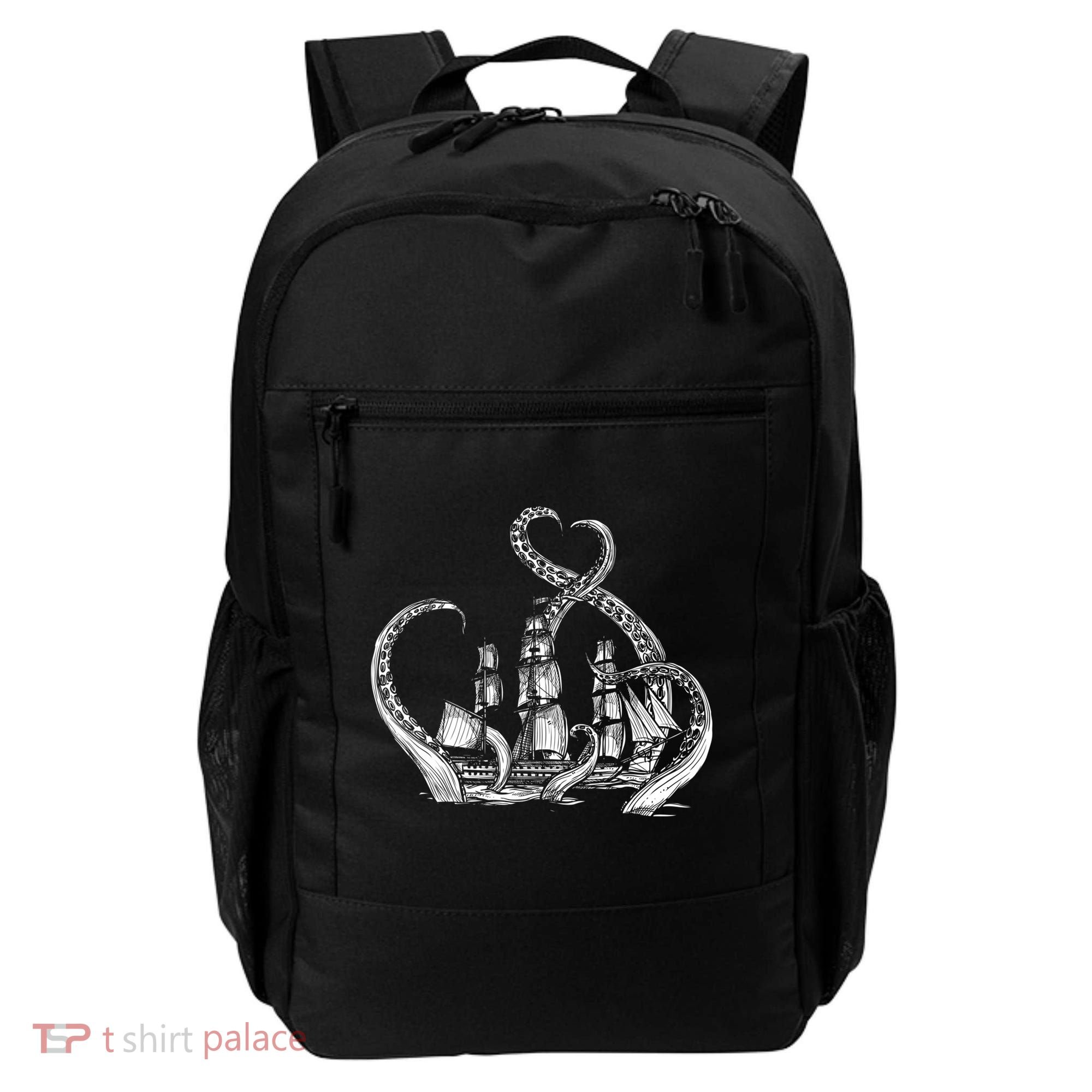 Pirate Ship Octopus Buccaneer Freebooter Crossed Bones Skull Gift Backpack