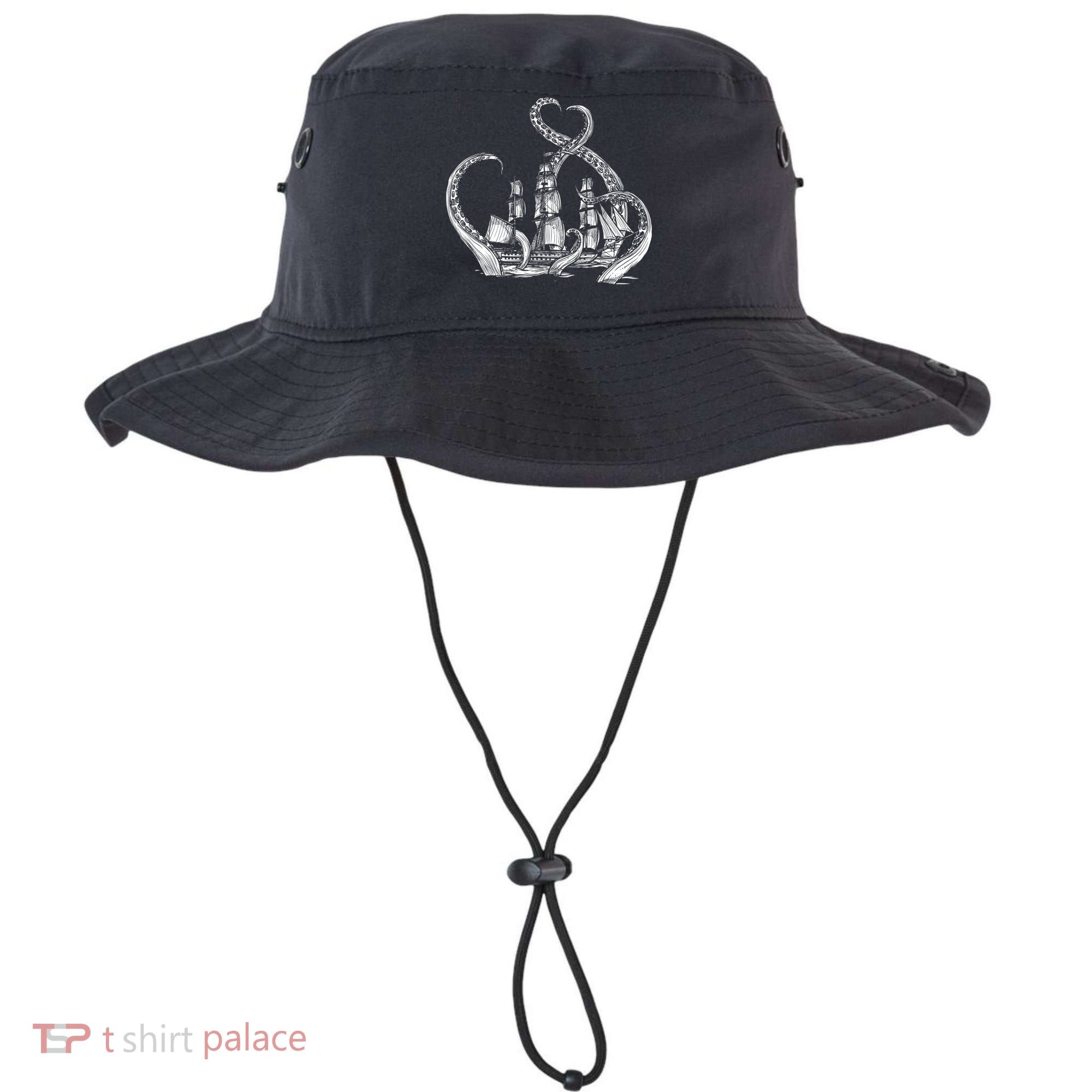 Pirate Ship Octopus Buccaneer Freebooter Crossed Bones Skull Gift Bucket Hat