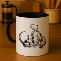Pirate Ship Octopus Buccaneer Freebooter Crossed Bones Skull Gift Coffee Mug thumb 4