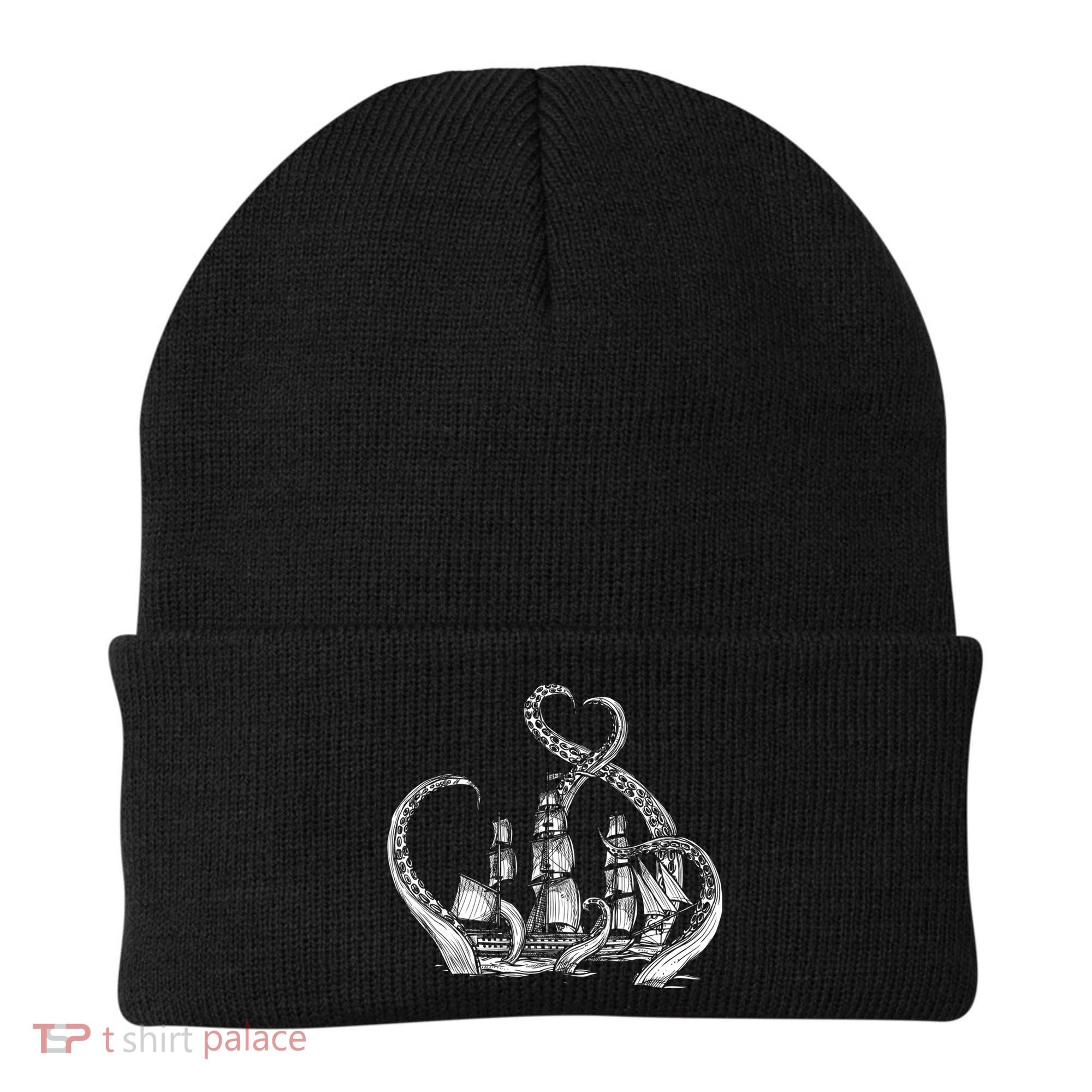 Pirate Ship Octopus Buccaneer Freebooter Crossed Bones Skull Gift Beanie