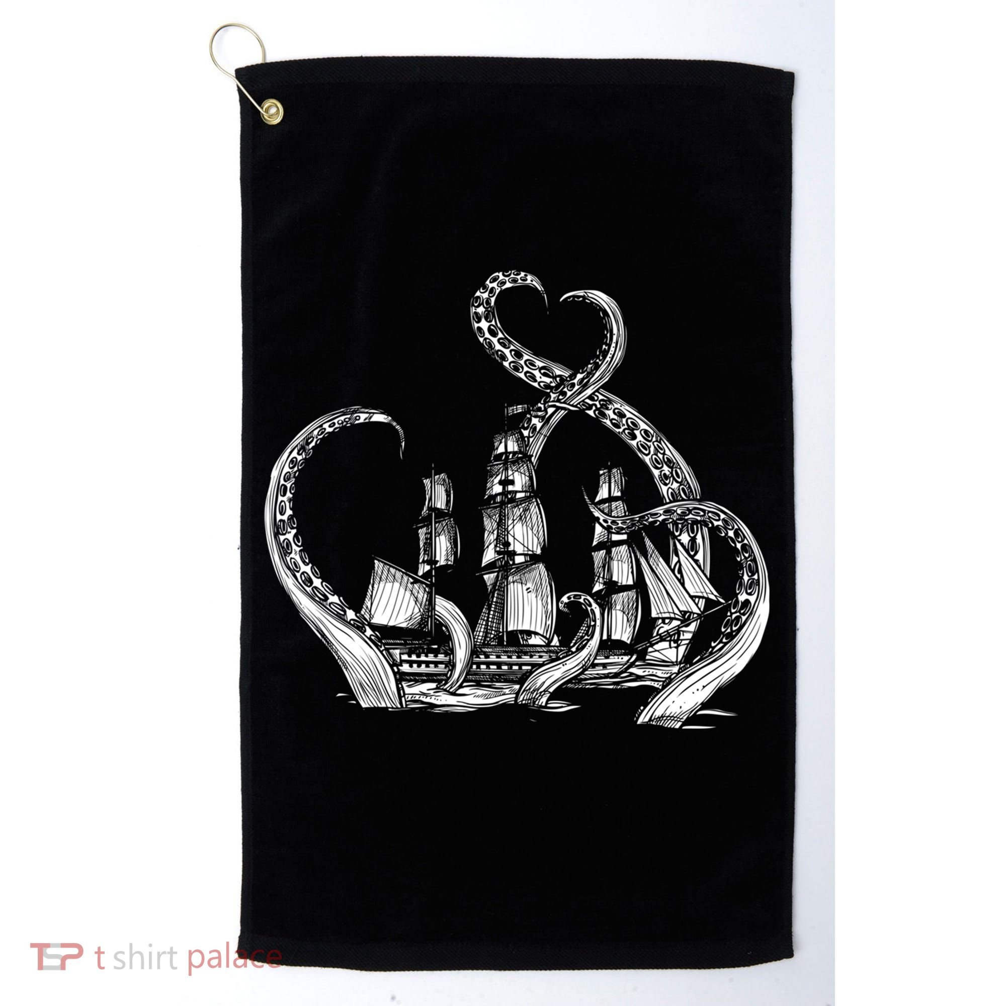 Pirate Ship Octopus Buccaneer Freebooter Crossed Bones Skull Gift Golf Towel