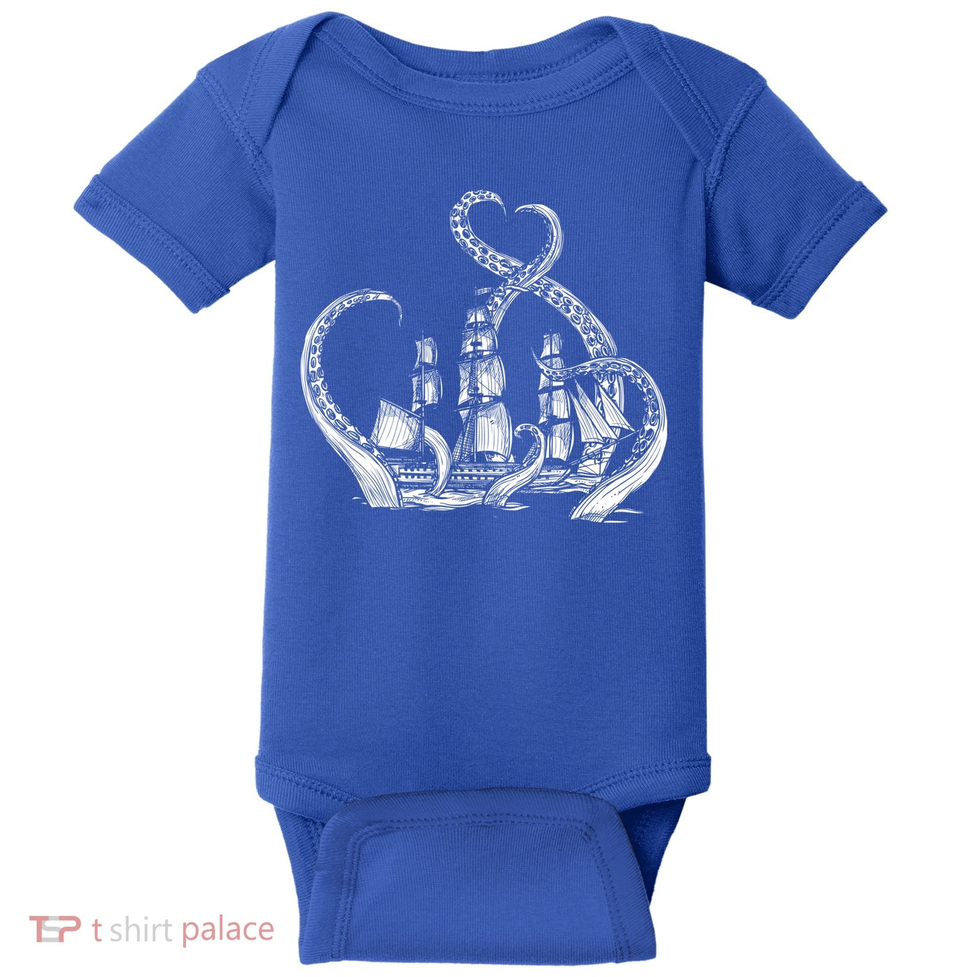 Pirate Ship Octopus Buccaneer Freebooter Crossed Bones Skull Gift Baby Bodysuit