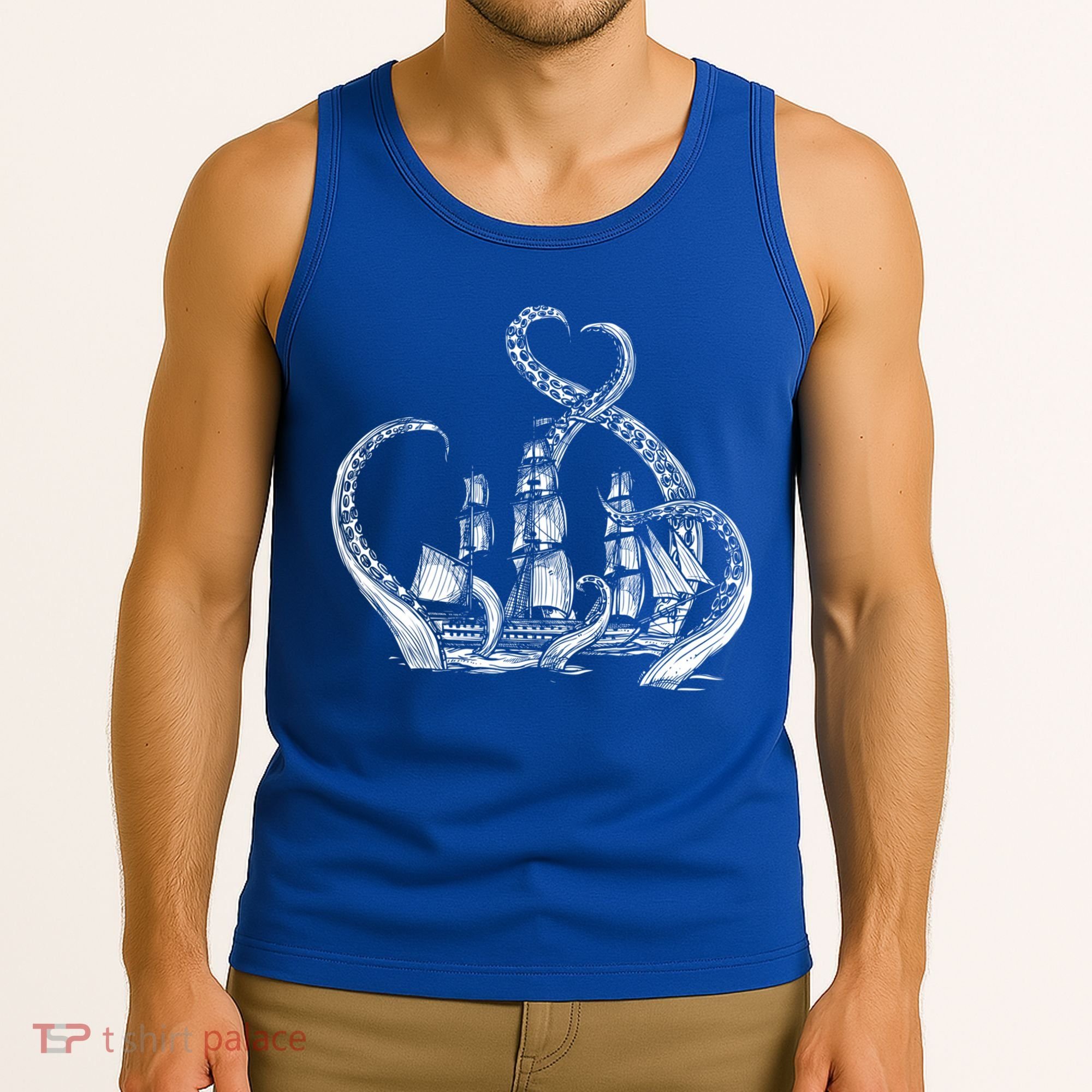 Pirate Ship Octopus Buccaneer Freebooter Crossed Bones Skull Gift Tank Top