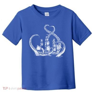 Pirate Ship Octopus Buccaneer Freebooter Crossed Bones Skull Gift Toddler T-Shirt