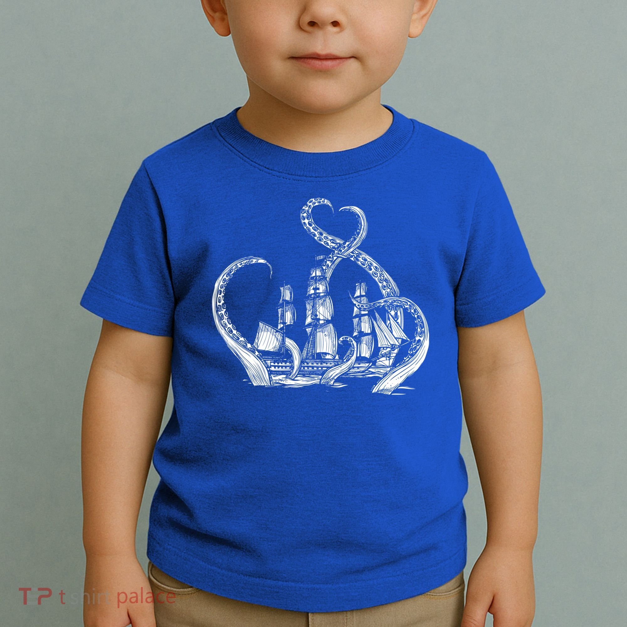Pirate Ship Octopus Buccaneer Freebooter Crossed Bones Skull Gift Toddler T-Shirt