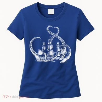 Pirate Ship Octopus Buccaneer Freebooter Crossed Bones Skull Gift Women's T-Shirt