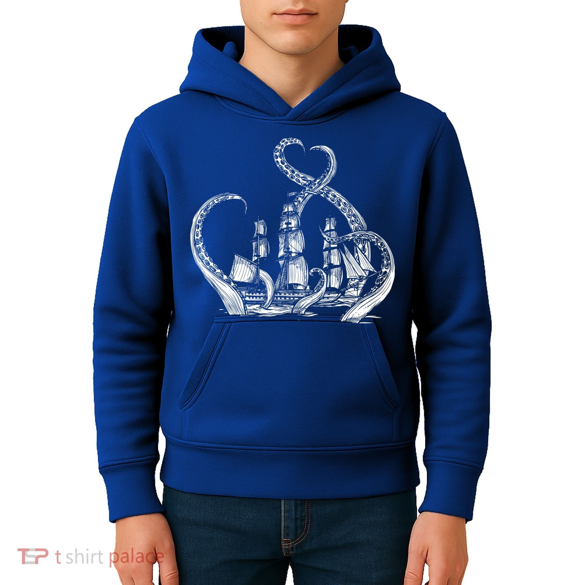 Pirate Ship Octopus Buccaneer Freebooter Crossed Bones Skull Gift Kids Hoodie