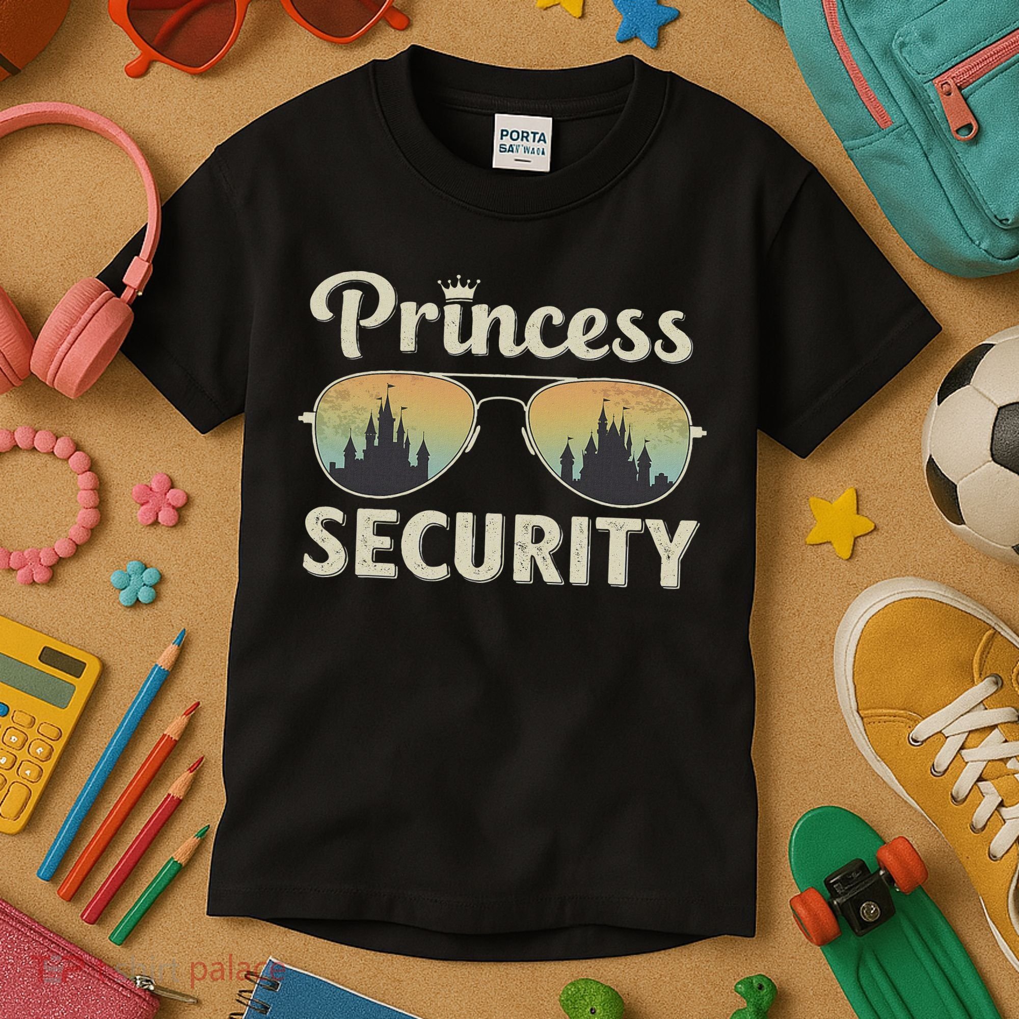 Princess Security Protection Retro Castle Matching Family Kids T-Shirt