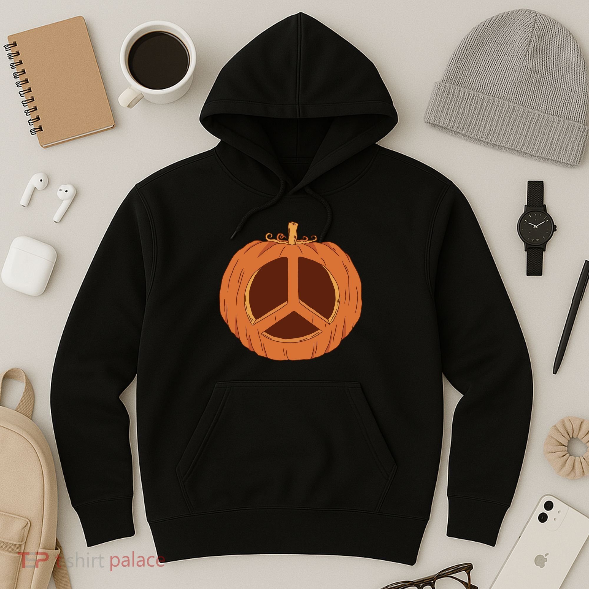 Peace Symbol Pumpkin Holiday Hoodie