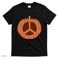 Peace Symbol Pumpkin Holiday T-Shirt thumb 0