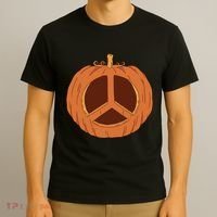 Peace Symbol Pumpkin Holiday T-Shirt thumb 3
