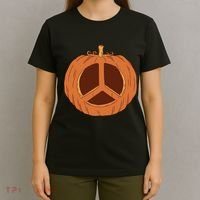 Peace Symbol Pumpkin Holiday T-Shirt thumb 4