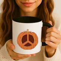 Peace Symbol Pumpkin Holiday Coffee Mug thumb 3