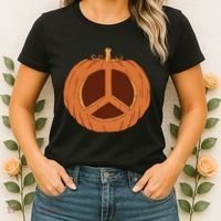 Peace Symbol Pumpkin Holiday Women's T-Shirt thumb 2
