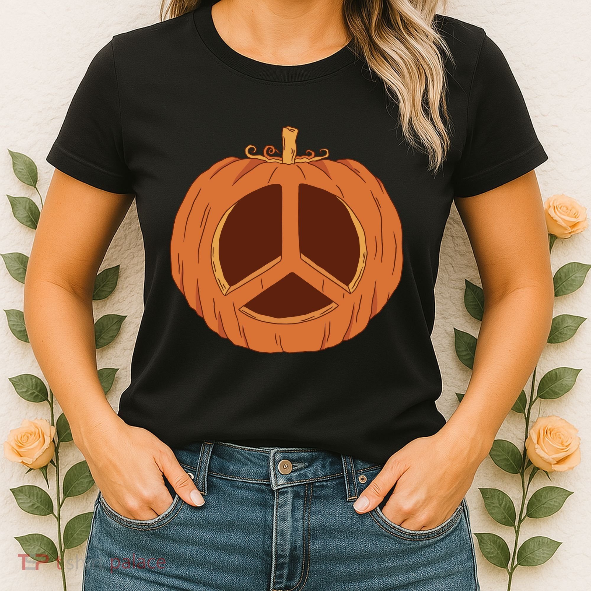 Peace Symbol Pumpkin Holiday Women's T-Shirt