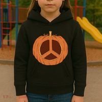 Peace Symbol Pumpkin Holiday Kids Hoodie thumb 3
