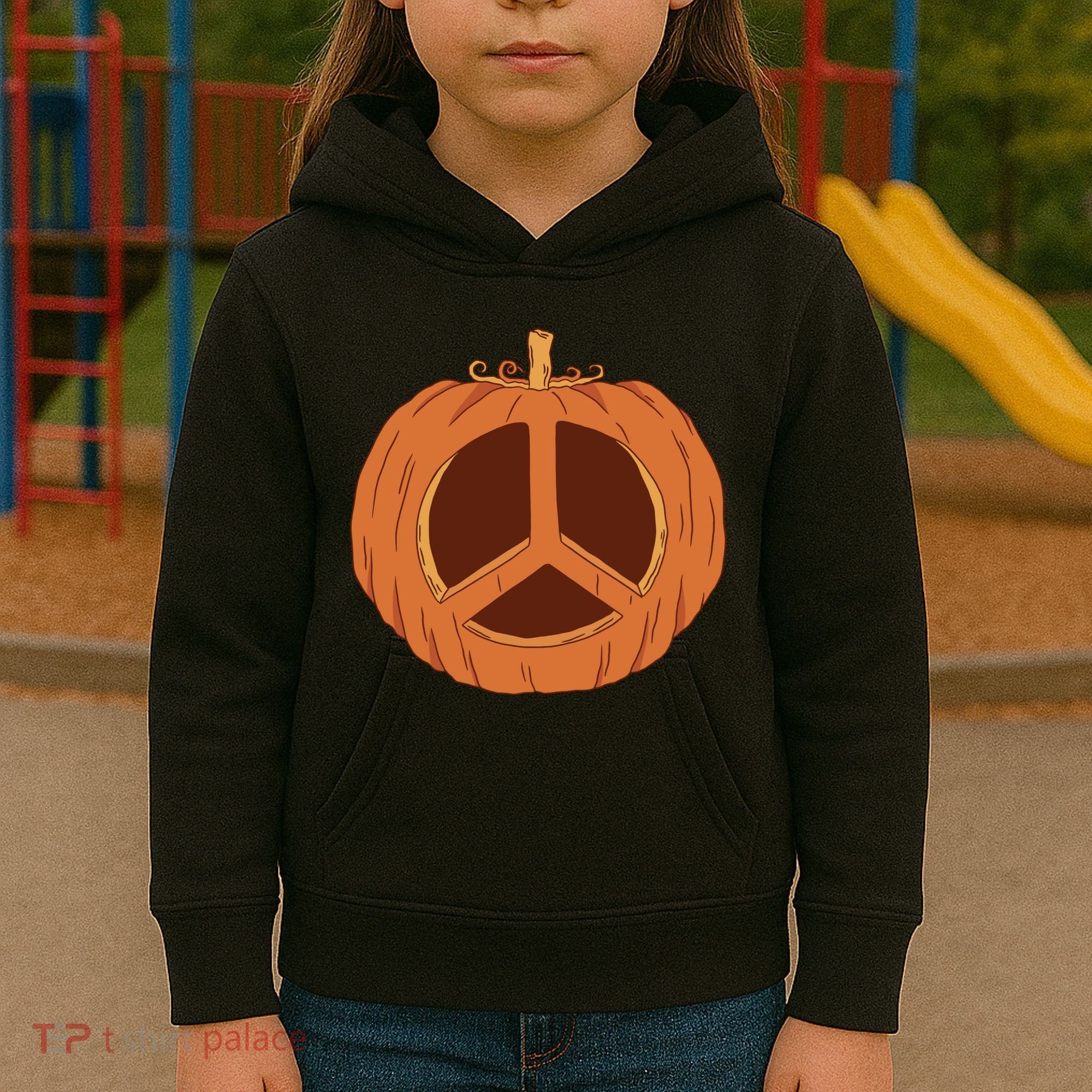 Peace Symbol Pumpkin Holiday Kids Hoodie