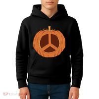 Peace Symbol Pumpkin Holiday Kids Hoodie thumb 4