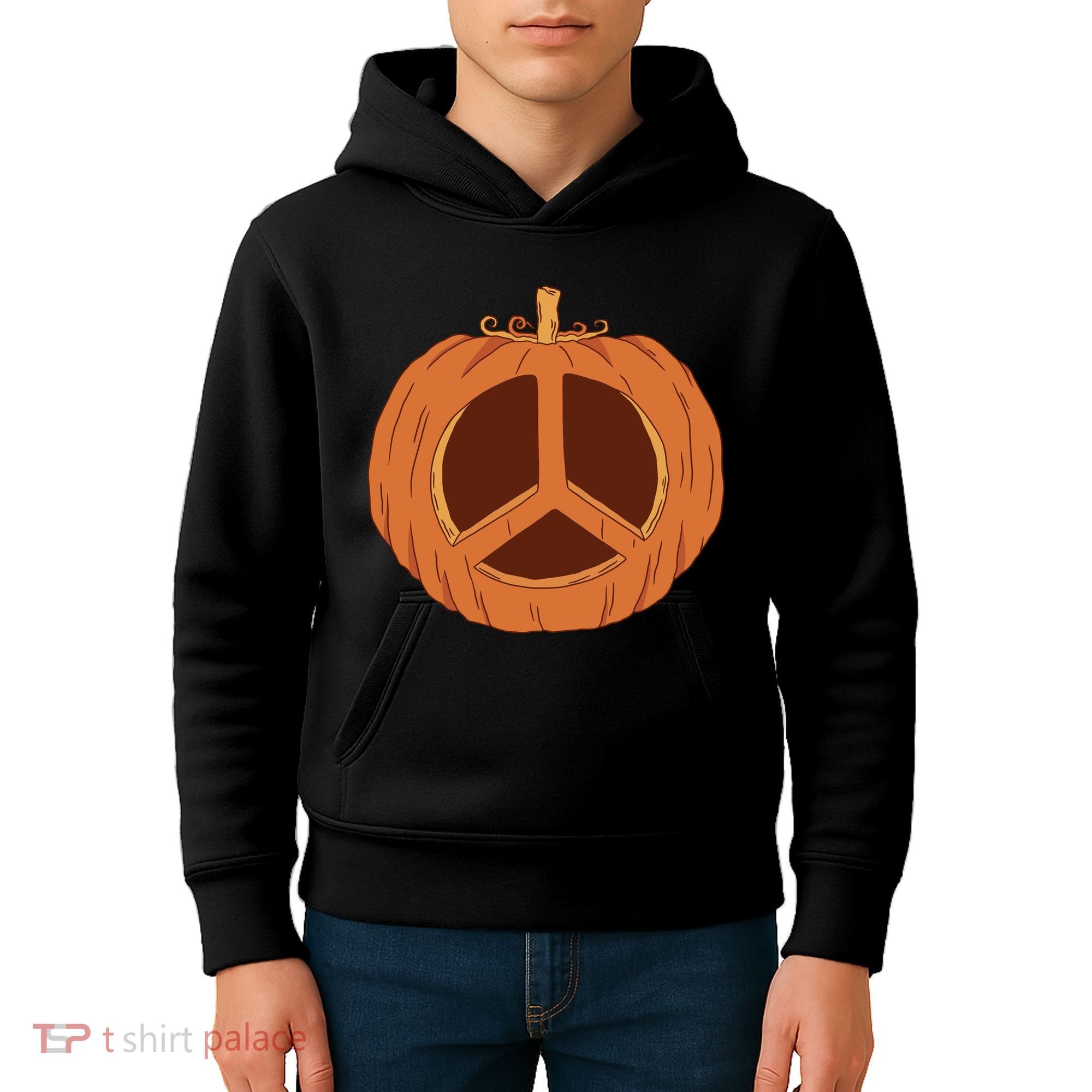 Peace Symbol Pumpkin Holiday Kids Hoodie