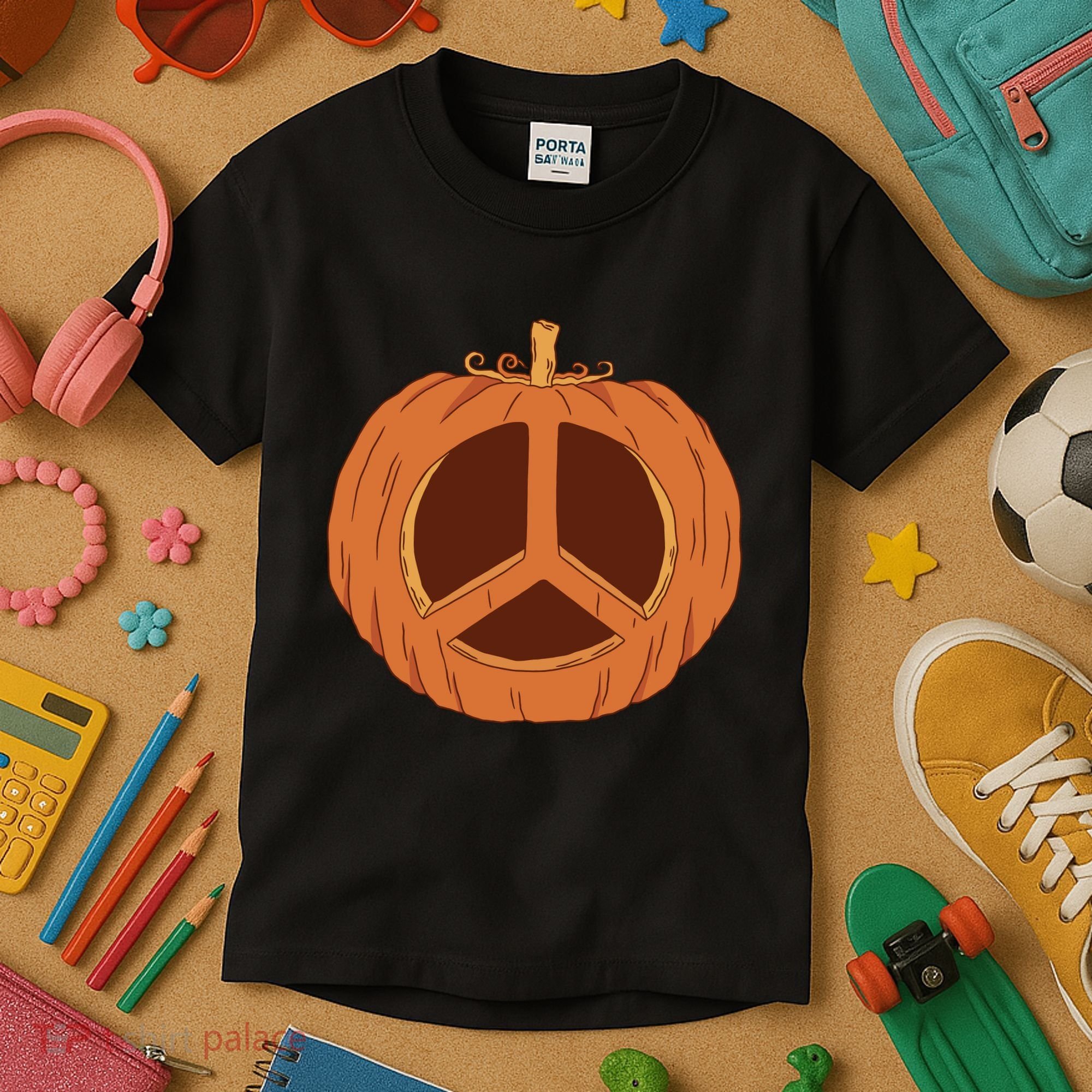 Peace Symbol Pumpkin Holiday Kids T-Shirt