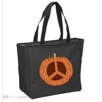 Peace Symbol Pumpkin Holiday Tote Bag thumb 2