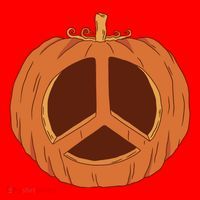 Peace Symbol Pumpkin Holiday Santa Hat thumb 1