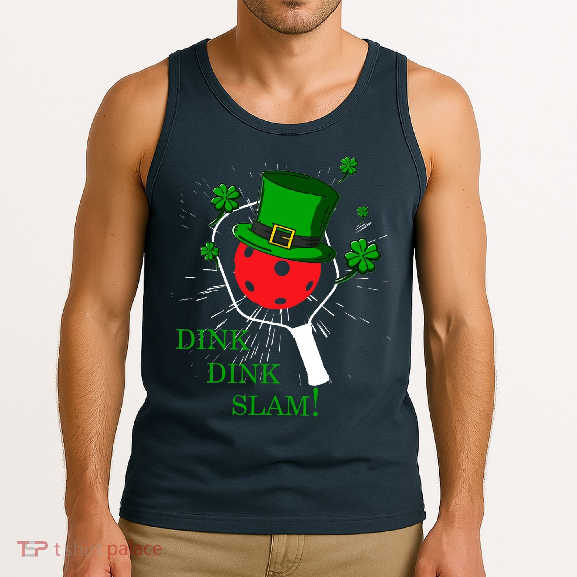 Pickleball St Patricks Day Leprechaun Dink Dink Slam Tank Top
