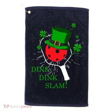 Pickleball St Patricks Day Leprechaun Dink Dink Slam Golf Towel