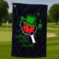 Pickleball St Patricks Day Leprechaun Dink Dink Slam Golf Towel thumb 1