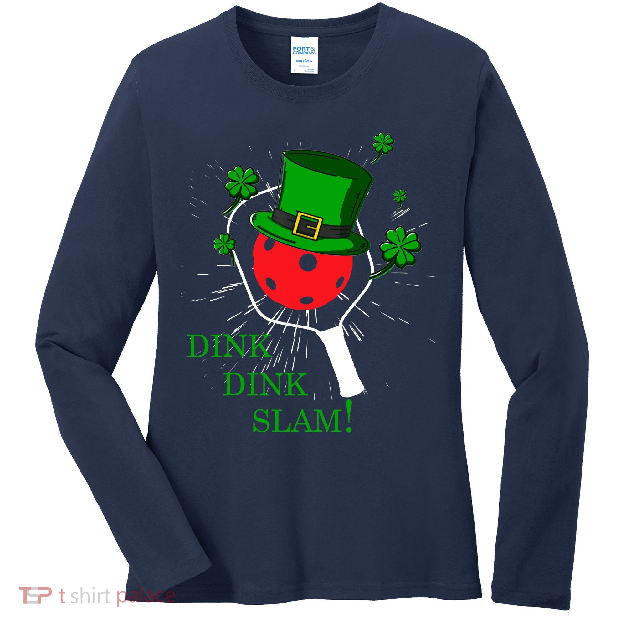 Pickleball St Patricks Day Leprechaun Dink Dink Slam Women's Long Sleeve Shirt