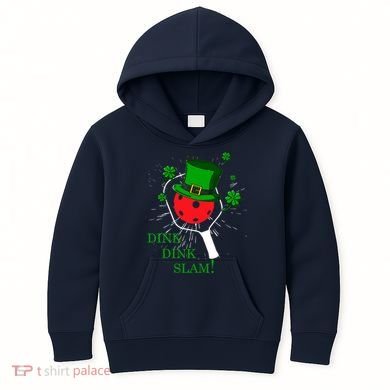 Pickleball St Patricks Day Leprechaun Dink Dink Slam Kids Hoodie