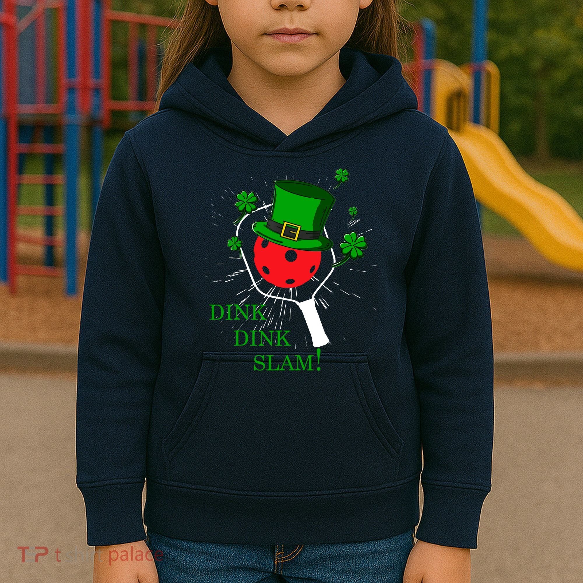 Pickleball St Patricks Day Leprechaun Dink Dink Slam Kids Hoodie