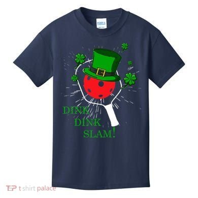 Pickleball St Patricks Day Leprechaun Dink Dink Slam Kids T-Shirt