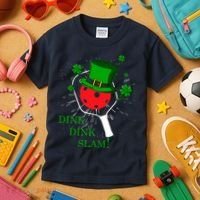 Pickleball St Patricks Day Leprechaun Dink Dink Slam Kids T-Shirt thumb 3