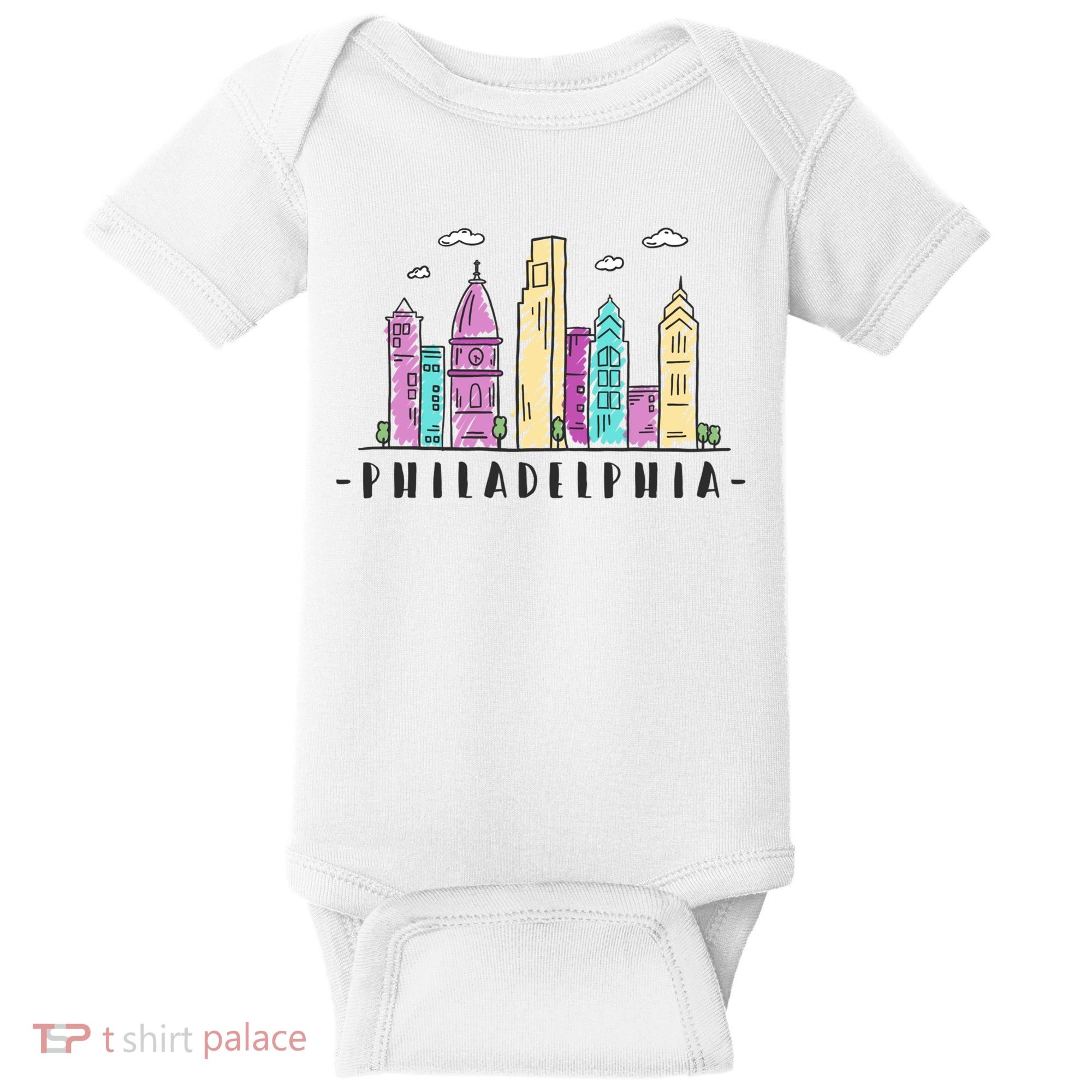 Philadelphia Skyline Pennsylvania Souvenir Gift Baby Bodysuit