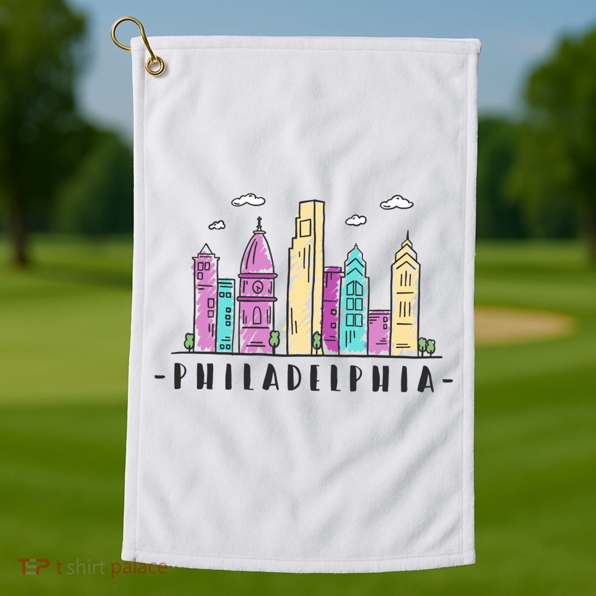 Philadelphia Skyline Pennsylvania Souvenir Gift Golf Towel
