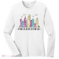 Philadelphia Skyline Pennsylvania Souvenir Gift Women's Long Sleeve Shirt thumb 0