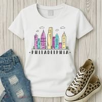 Philadelphia Skyline Pennsylvania Souvenir Gift Women's T-Shirt thumb 3