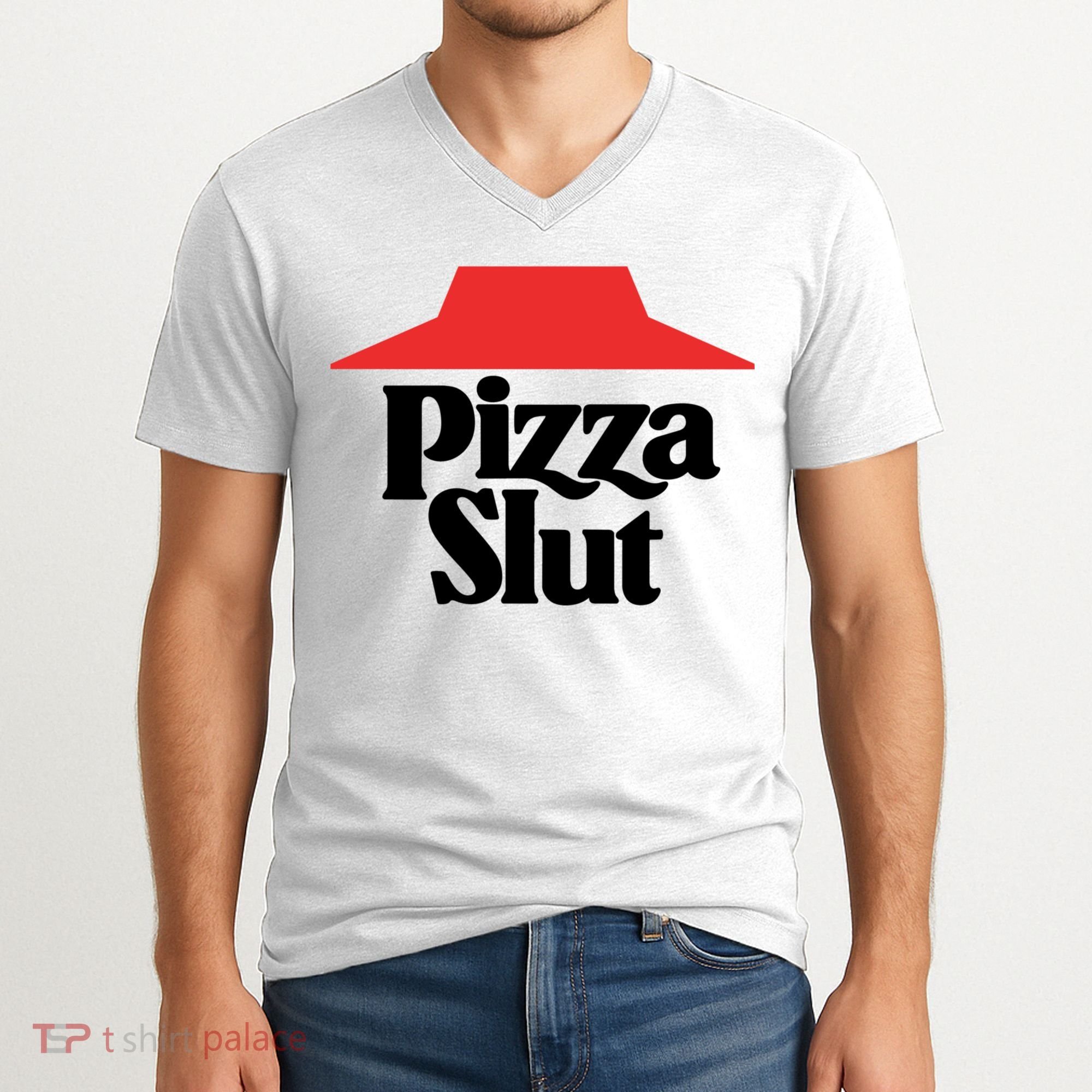 Pizza Slut Pizza Lover V-Neck T-Shirt