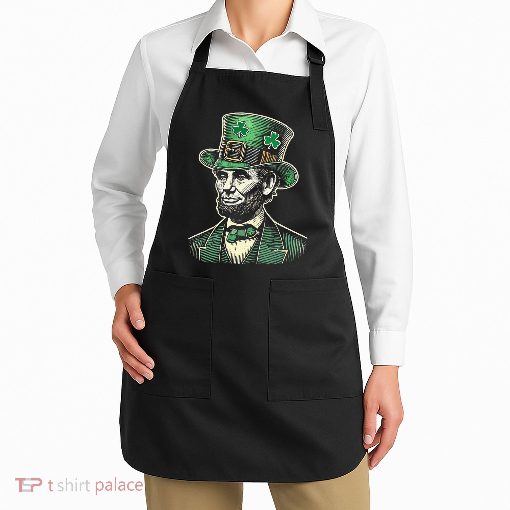 Patriotic St Patricks Day Irish Abraham Lincoln Funny Apron