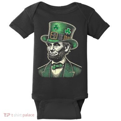 Patriotic St Patricks Day Irish Abraham Lincoln Funny Baby Bodysuit