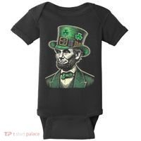 Patriotic St Patricks Day Irish Abraham Lincoln Funny Baby Bodysuit thumb 0